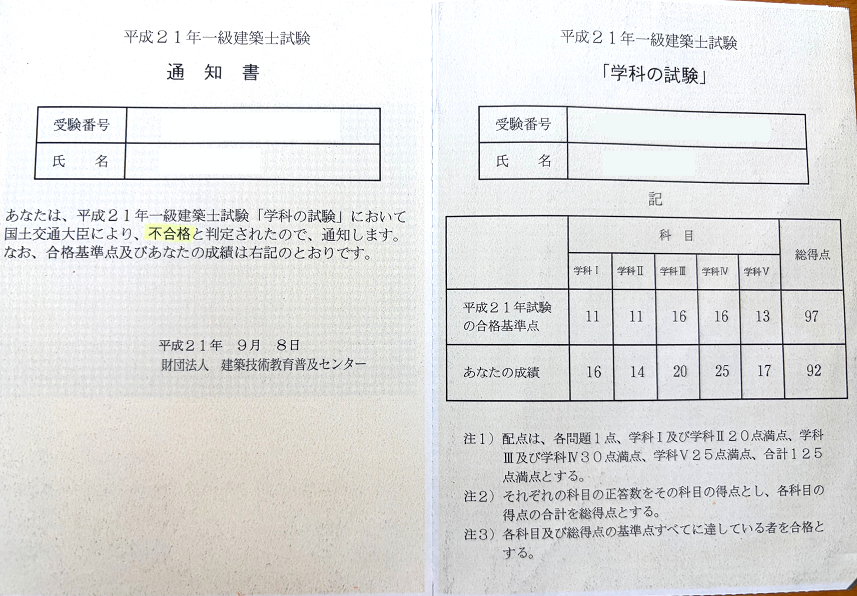 不合格通知