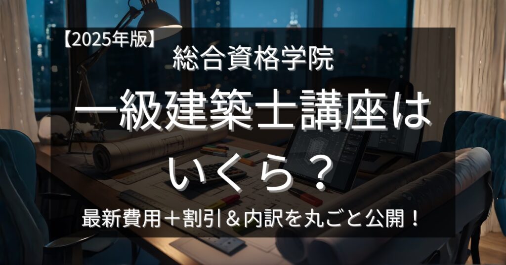 【2025年版】総合資格学院 一級建築士講座はいくら？―最新費用＋割引＆内訳を丸ごと公開！